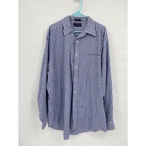 Hathaway Sport Chamberlain Twill  Blue Checkered LS Button Front Shirt XL